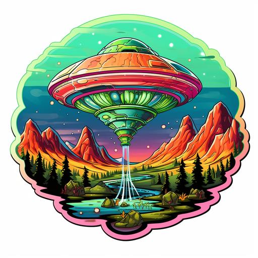 alien spaceship, sticker style , graffiry style