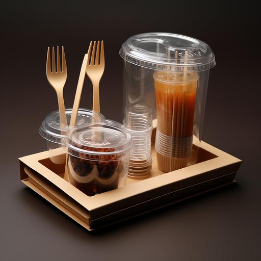 all packaging for restaurant such as, plastic bottle, plastic cup, plastic OPP box, straw, fork spoon