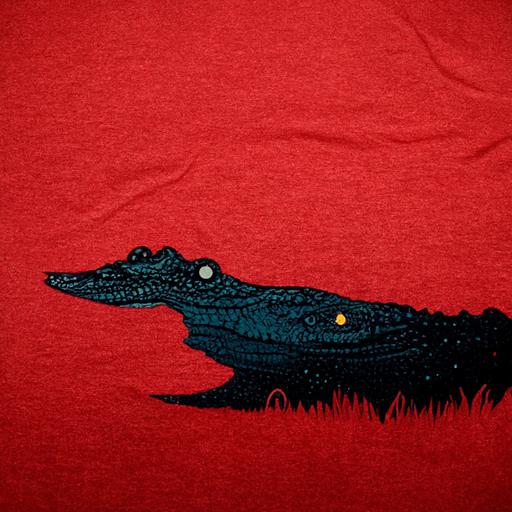 alligator wear red shirt hold a shot gun and background is the moon