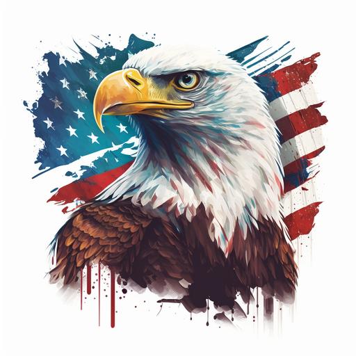 american eagle with flag background for white professional vector