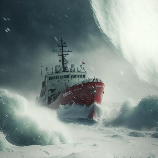 amundsen ship north pole windy snow storm