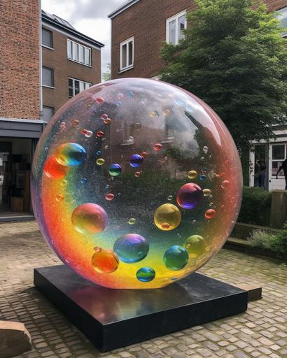 an 🥚- floating soap bubble sculpture displaying acid-trip elements within a danish pastel dimension with the vision of denis villneuve --chaos 9 --s 666 --ar 4:5 --q 2 --v 5