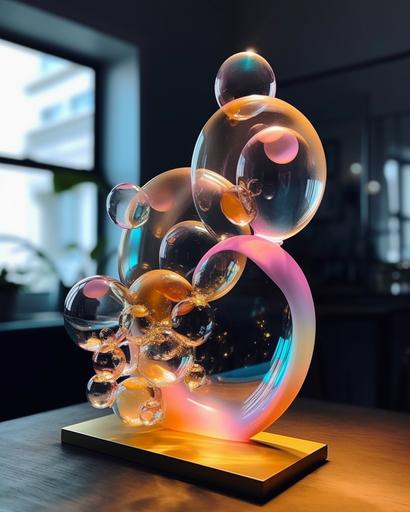 an 🥚- floating soap bubble sculpture displaying acid-trip elements within a danish pastel dimension with the vision of denis villneuve --chaos 9 --s 666 --ar 4:5 --q 2 --v 5