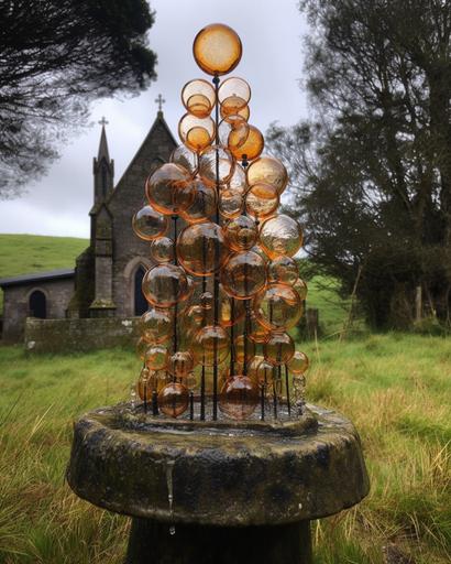 an 🥚- floating soap bubble sculpture displaying acid-trip elements within a southern gothic dimension with the vision of denis villneuve --chaos 9 --s 666 --ar 4:5 --q 2 --v 5