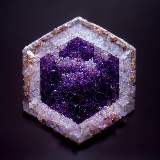 an 8k symbol for the work union made of crystals that casts shades of purple and torquoise around it