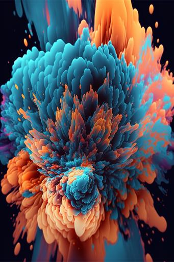 an abstract close up of an orange and blue flower, unsplash, abstract illusionism, color ink explosion, 8k, best of behance, colorful slime --ar 2:3
