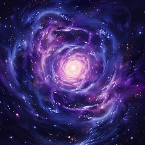 an abstract galaxy with a vivid purple star in the center