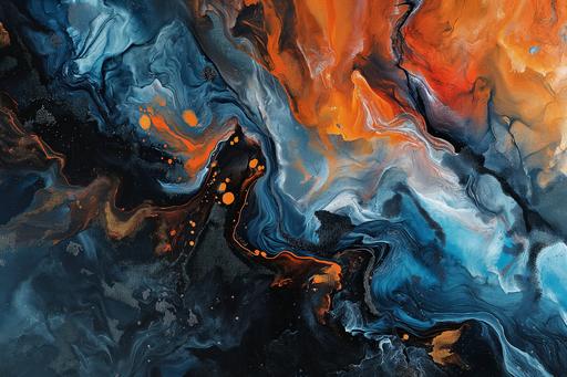 an abstract painting of waves and waves, in the style of detailed science fiction illustrations, dark orange and blue, deep infinite space, 8k resolution, marble, melting, sky-blue and amber, bold lithographic --ar 3:2 --v 6.0