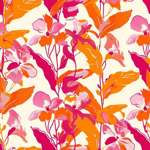 an abstract repeating dendrobium pattern in the style of Kate rhees in bold orange and pink --tile --style raw --v 6.0