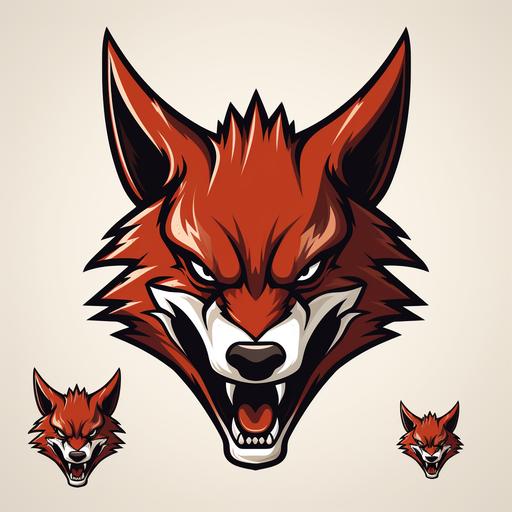 an angry coyote mascot, simple, different angles.