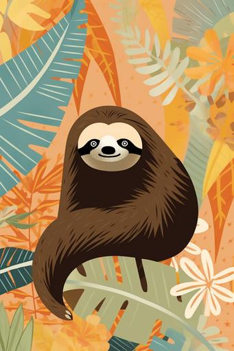 an animal alphabet S for a happy sloth, by Charley Harper --v 5.1 --s 50 --ar 2:3