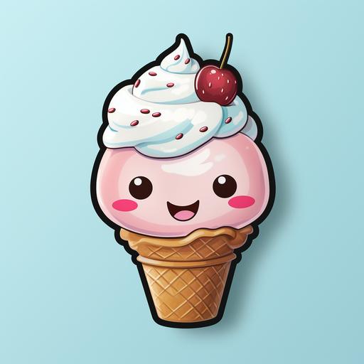 an anthropomorphic ice cream cone, uwu, sticker, comic style --s 250