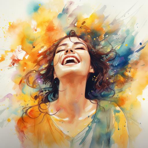 an artistic watercolour image of a woman with ADHD happy