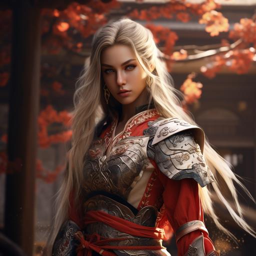 an elegant and beautiful high Elf dressed as a samurai, fantasy, dungeons and dragons, photo realistic, 8k