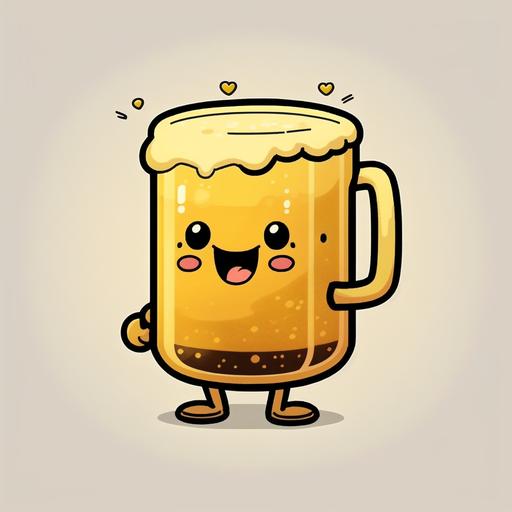 an emote of a happy cartoon beer mug drawn in chibi art style