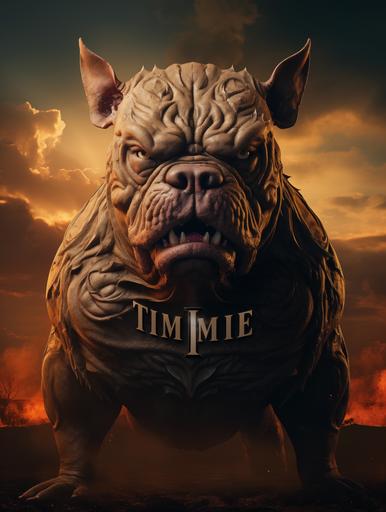 an exotic bully logo that says im from,Tennessee,hyper realstic,insane details,cinematic background,super resolution,award winning photography, 8k --ar 3:4 --s 250