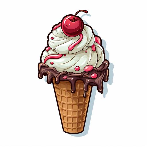 an ice creame cone, sticker, comic style --s 250
