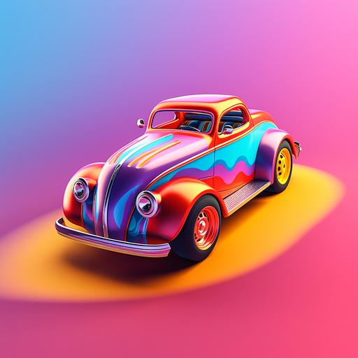 an illustration of a realistic Hot Wheels on colorful background
