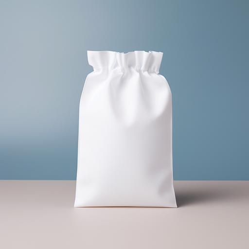 an image of a plain white fabric packaging bag without a design from an airpods online store
