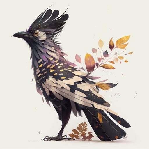 an impundulu, an African lightning bird, mythological creature, white and black brindle pattern on feathers, very detailed, white background, full body, a artwork by atey ghailan and james gilleard and studio ghibli and artgerm and Mandy Jurgens and Krenz Cushart and Sam Yang and David Ardinaryas Lojaya and Nicholas Kole --s 250