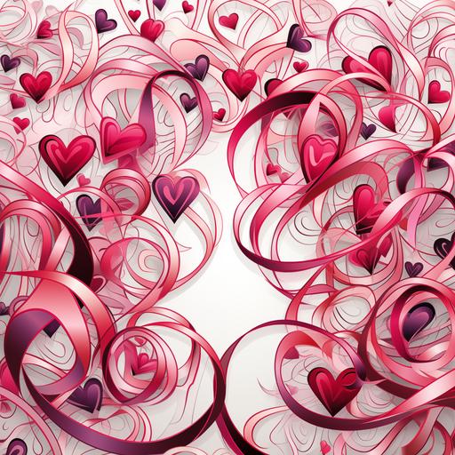 an infinite pattern of coquette style hearts and ribbons