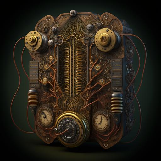 an intricate and precisely constructed steampunk sticker machine, gears, wires, electricity, cables, fiber optic lighting, highly detailed --v 4