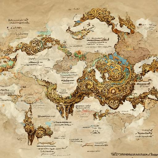 an old map of the eurasia continent, fantasy style, medieval, high resolution, ultra detailed, art v 4