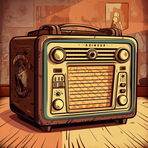an old timey radio, cartoon