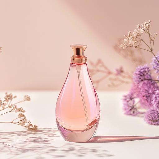 an organic and minimalistic pink perfume bottle