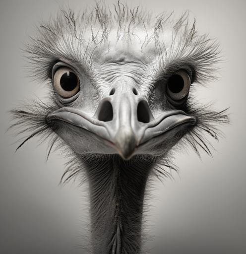 an ostrich with funny faces, in the style of stefan gesell, voigtlander heliar 15mm f/4.5, cicely mary barker, mono-ha, ray collins, expressionist outbursts, prehistoricore --ar 75:77 --s 50