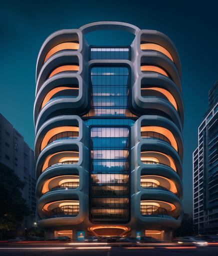 an ultra modern unicake business building in downtown Singapore, creative, expressive, unique, high quality, Canon EOS 5D Mark IV DSLR, f/ 5. 6 aperture, 1/ 125 second shutter speed, ISO 100, Adobe Photoshop, award winning, cinematic lighting, experimental techniques, unusual perspectives, attention to detail, octane render, 16k, --ar 6:7 --q 2 --s 567 --c 7 --v 5.1