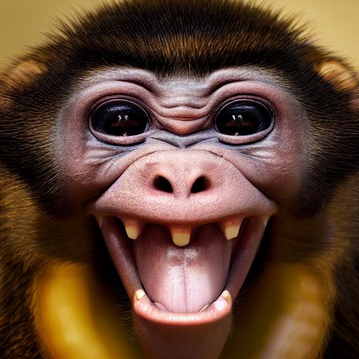 an unltra realistic 4k hdr image of funny and laughing monkey with wide open mouth --test --creative --upbeta