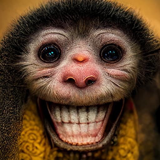 an unltra realistic 4k hdr image of funny and laughing  monkey with wide open mouth