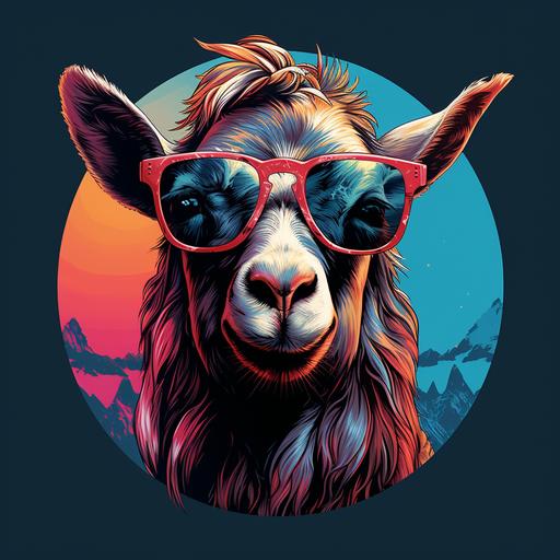 anaglyphic goat with sunglasses --s 250