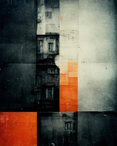 analog film textures, overlays, empty space, black and white, cratches, vertical orange glare --chaos 25 --ar 4:5