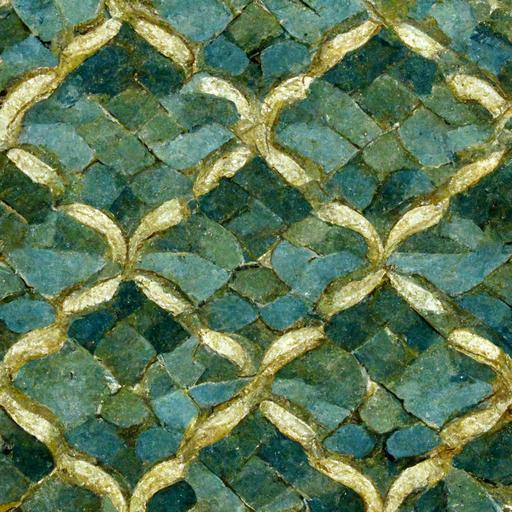 ancient roman mosaic green blue tiles gold pattern
