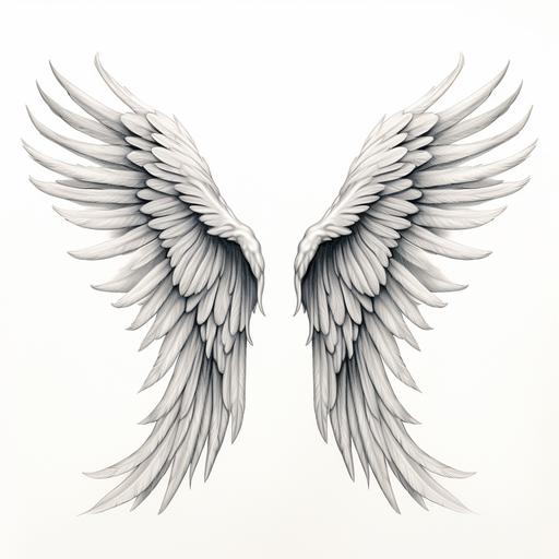 angel wing, cartoon style, pencil sketch