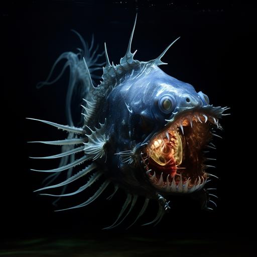angler fish, less scary, less teeth, bioluminescence