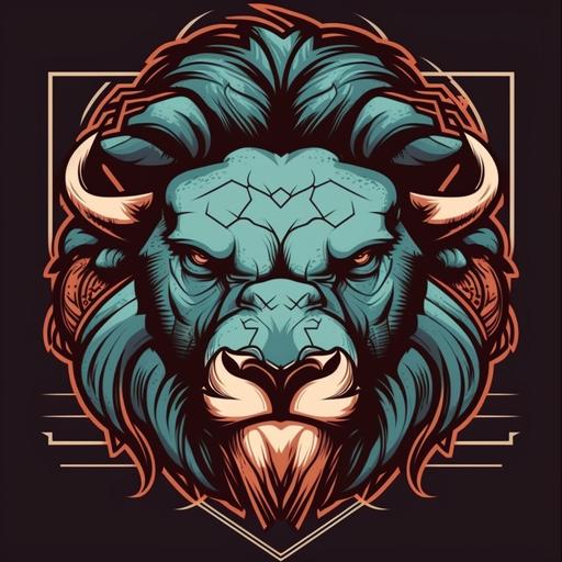 angry bison face logo
