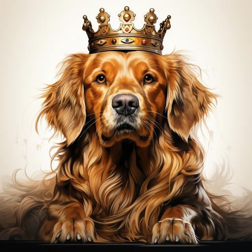 angry cartoon golden retriever dog wearing a crown only head png image --s 750 --v 5.2