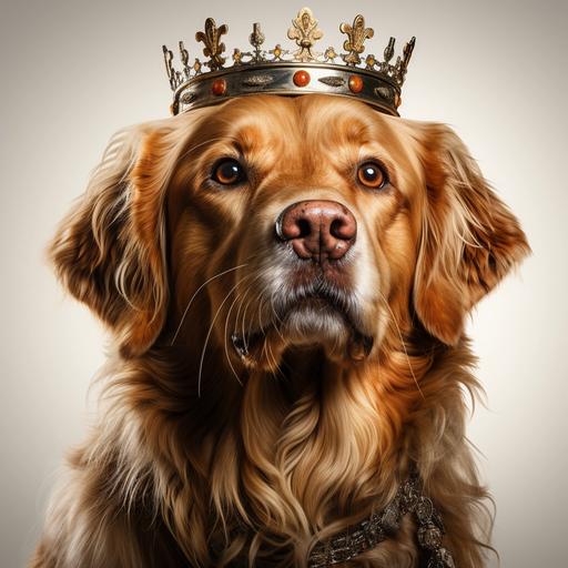 angry cartoon golden retriever dog wearing a crown only head png image --s 750 --v 5.2