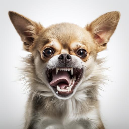 angry chihuahua ultrarealistic, white background