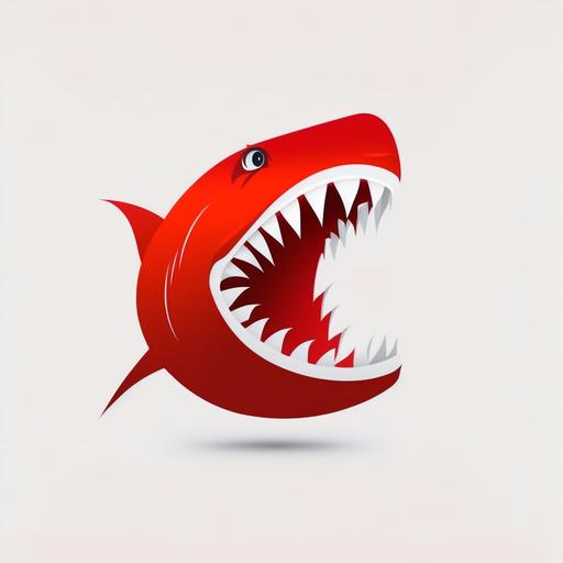angry red fish minimalism clipart teeth logo white background --v 4