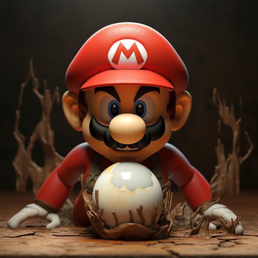 angry supermario with egg on head