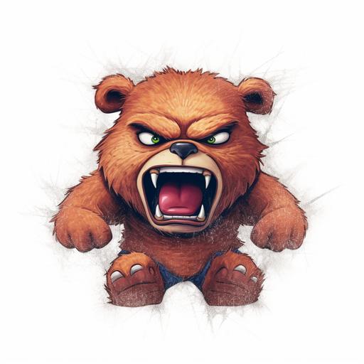 angry teddy bear Pixar logo no text sharp lines