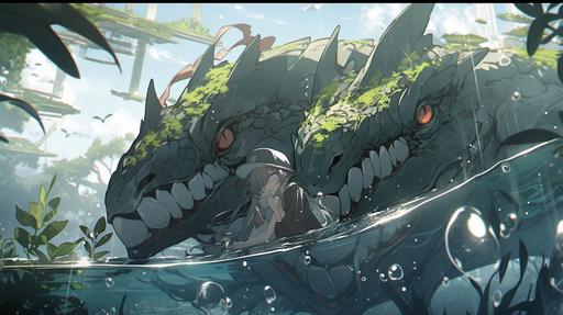 angry,shipwreck,moss,two frightened person, under water, white boa constrictor,concept art,wide view,zbrush,high detail,sun light,manga panel, anime style, digital art, hyper ultra realistic, exceptionally detailed --niji 5 --ar 16:9 --q 2 --s 750