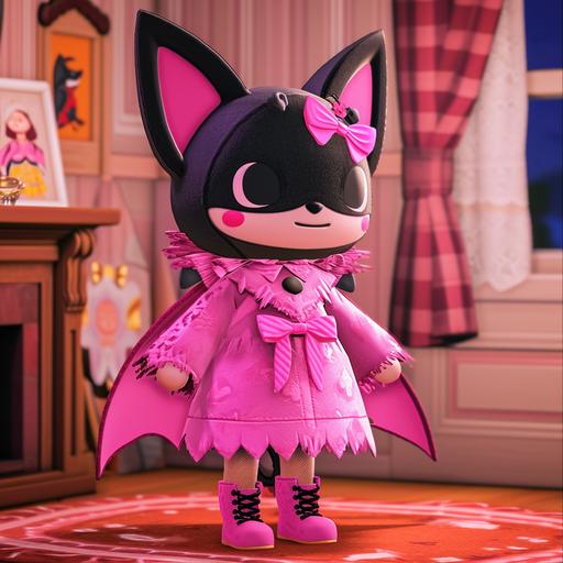 animal crossing bat character dressed as barbie, hot vs cold --v 6.0