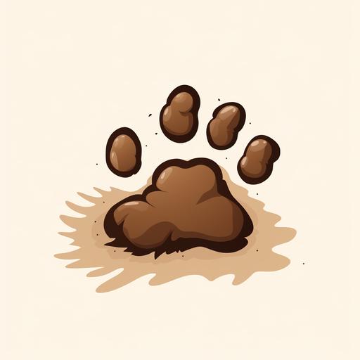 animal footprint in dirt, detailed, dynamic, isolated on white background, logo, children illustration, vector, flat, doodle style