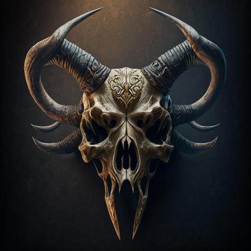 animal skull with devil horns, hd, horror, scary