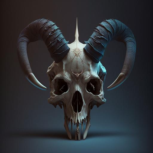animal skull with devil horns, hd, horror, scary